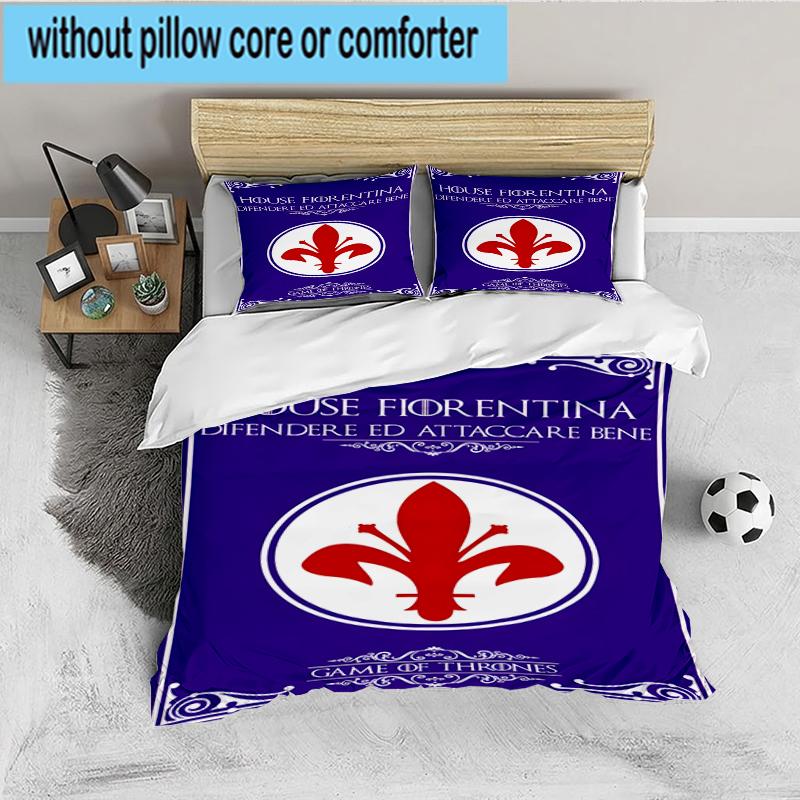 3PCS Fiorentina Football Club Bedding set,Ideal for1pc Duvet Cover And 2pcs Pillowcases Perfect for Christmas gift,Ideal for Bedroom, Dormitory