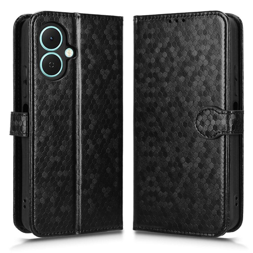 

Для TECNO Spark Go 2 4G Чехол-кошелек Тиснение точками Искусственная кожа Чехол для телефона с ремешком на запястье Black