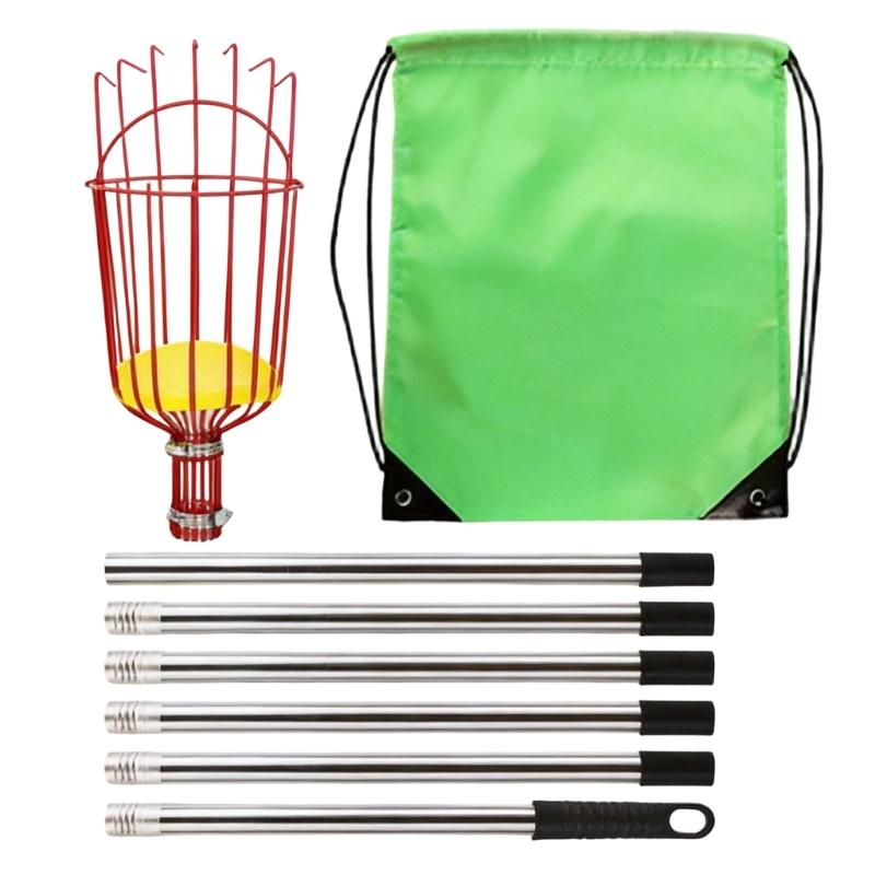 Fruit Picking with Basket, Apples Picking Tool Adjustable Rod Long Handle Avocados Grabber Tree Fruit Catcher for Harvesting