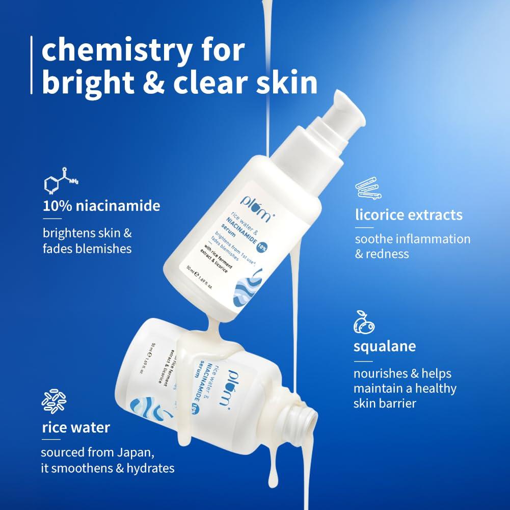 Plum 10% Niacinamide Face Serum Oil Control Brightening Glow Daily Hydration Pore Care For Oily Sensitive Skin 50 Ml