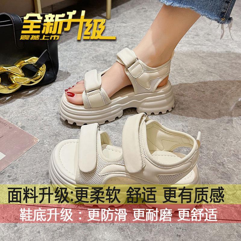 Sports sandals women's summer new muffin platform Velcro casual versatile Roman beach shoes