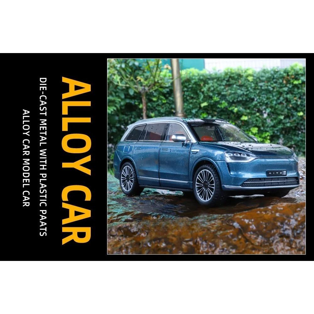 1/24 Die Cast Alloy Car Model, AITO M9, Detachable Wheels, Rubber Tires, Light Music Car, SUV, Children's Birthday Gift