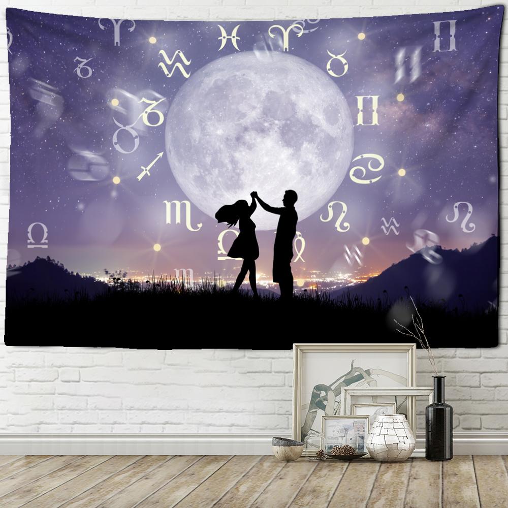 Психоделический компас гобелен настенный 12 созвездий печать богемный хиппи колдовство — фото 5