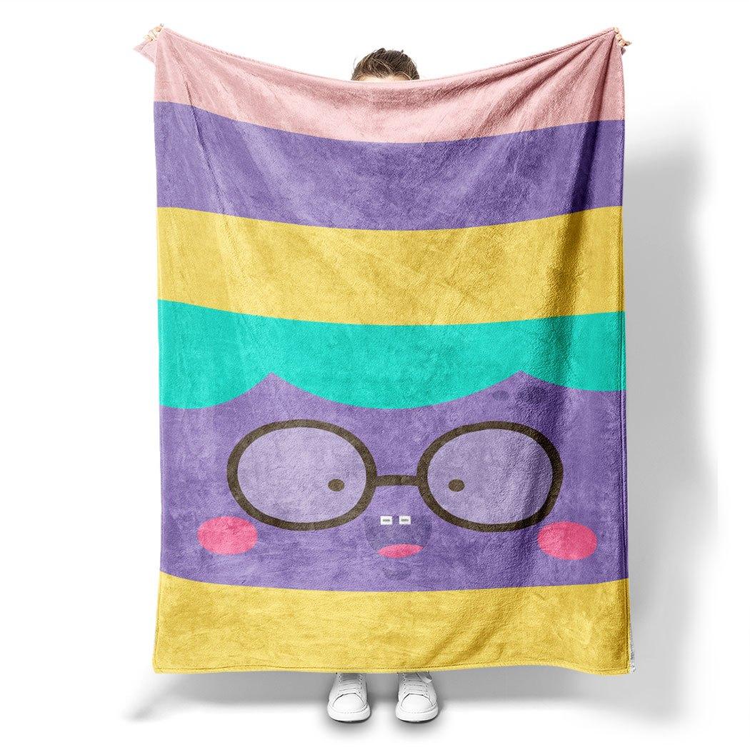 

Rainbow Stripe Flannel Throw Blanket Cute Face Design Soft Cozy Fleece for Home Office Sofa and Car Rides All Season Gift 130x150cm51x59in