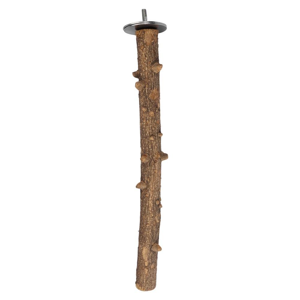 Natural Wood Parrot Perch Stand Rough Surface Prickly Ash Wood Bird Grinding Perch Screw-On Install Chew-Proof Durable