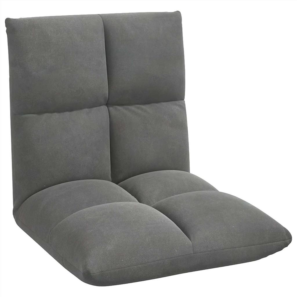 Adjustable Floor Chair Dark Grey Velvet