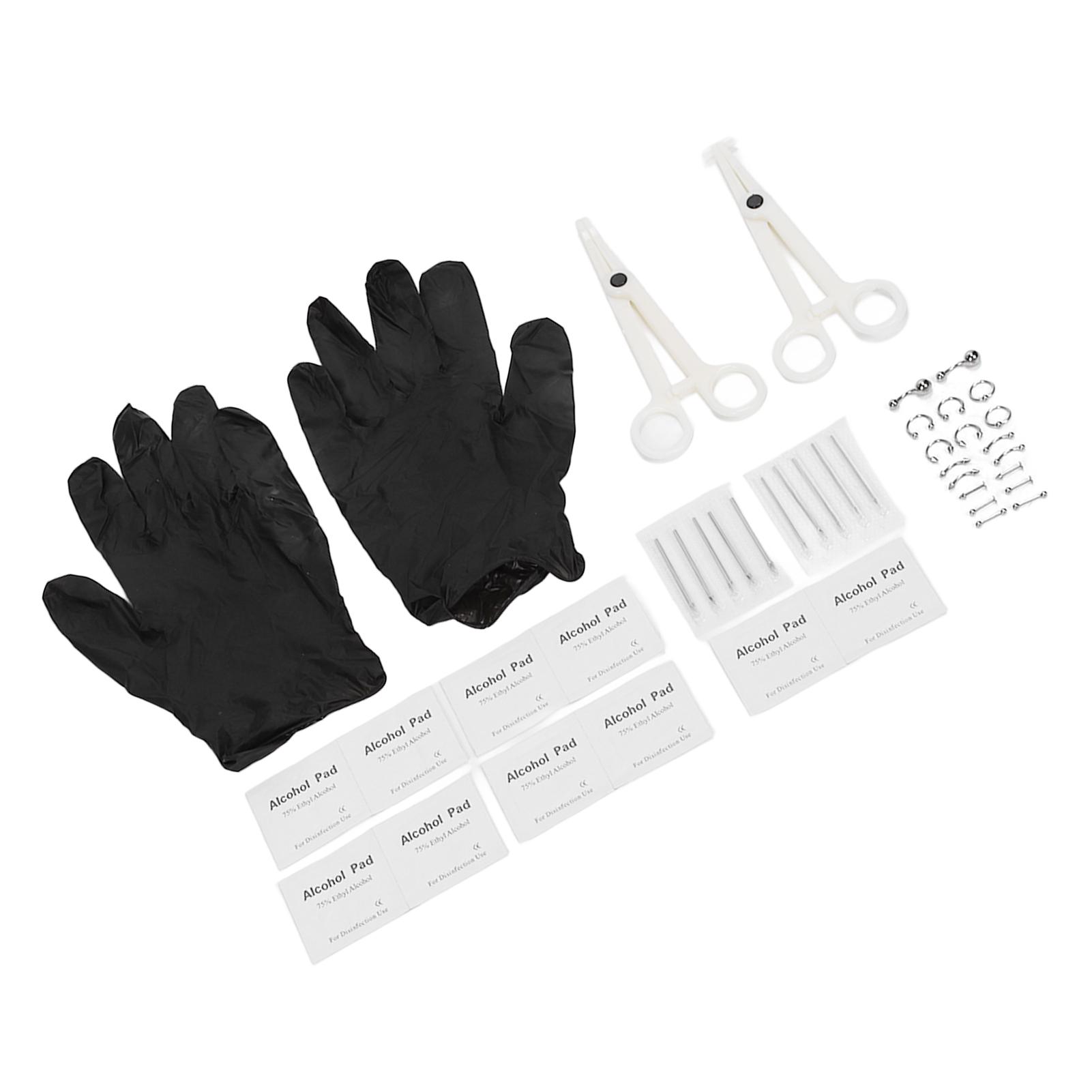 

Набор для пирсинга тела 42 шт. Иглы из нержавеющей стали разной формы, зажимы для пирсинга для ушей, пупка, языка