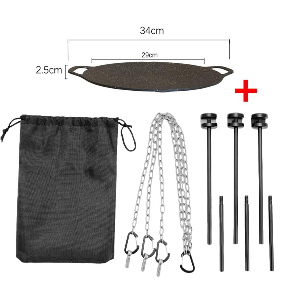 38cm/36cm/34cm Oil Frying Baking Pan Non-stick BBQ Grill Pan Multi-purpose for Outdoor Camping Kitchen Bakeware Household Tools