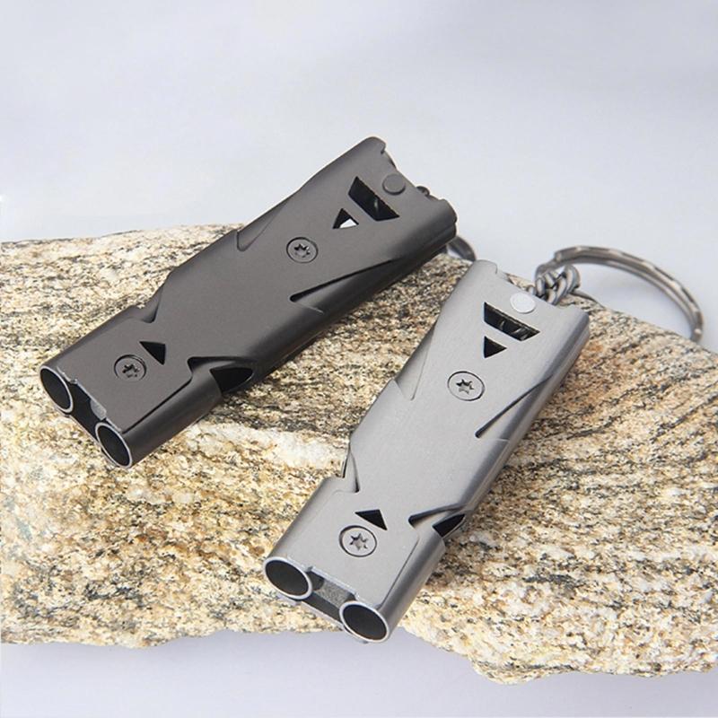 2 Pcs Emergency Whistles Portable Double Tube Whistles Outdoor Survival Whistles