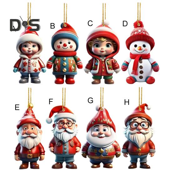 1 pereche de figurine de desene animate pandantiv, ușor de agățat, ornamente acrilice de Crăciun, pandantiv colorat, reutilizabil, agățat pentru decorațiuni festive, brad de Crăciun