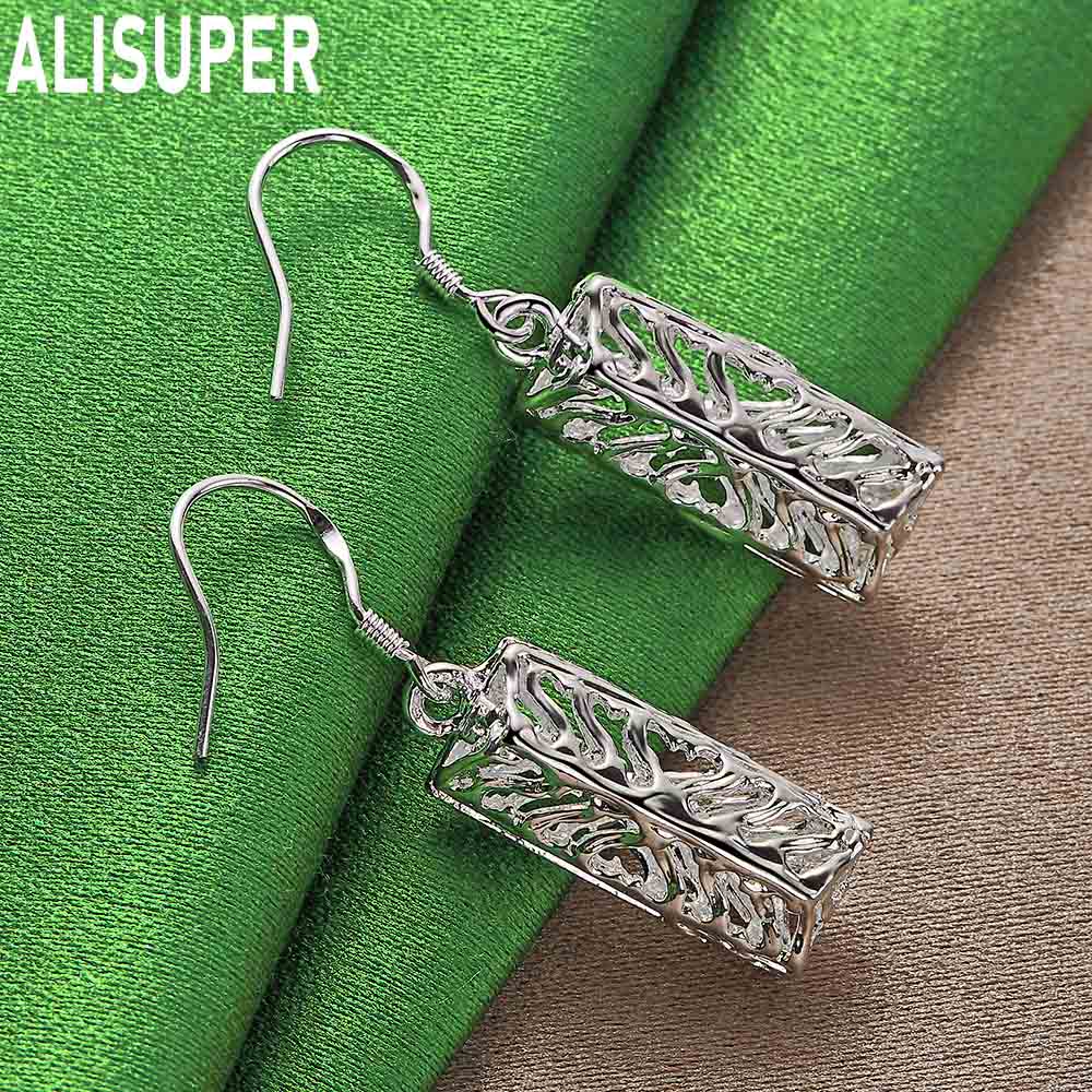 925 Sterling Silver Vintage Embossed Scroll Pattern Earrings - Fashionable Banquet Jewelry