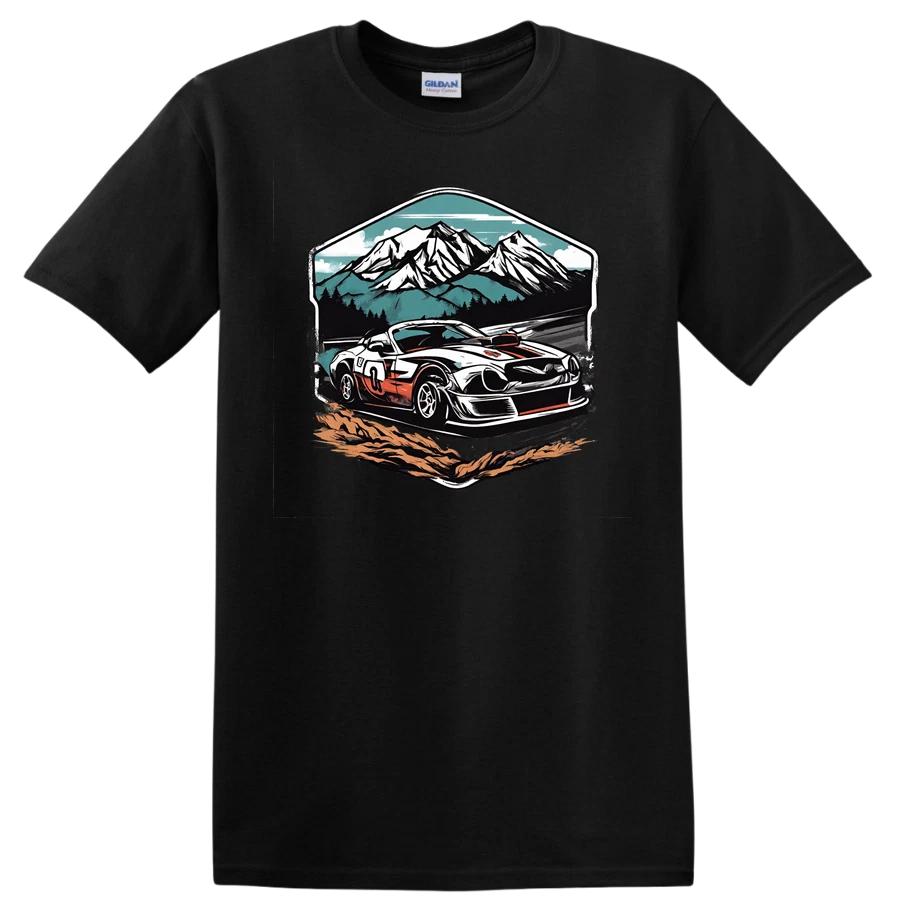 Vintage Racing Car Mountain Landscape T Shirt Adventure Art Graphic Tee L