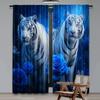 Flat Printing Window Drapes Mystic Tigers Roses Digital Printed Polyester Birthday Party Use Event Curtain Set Of 2 Made Washable