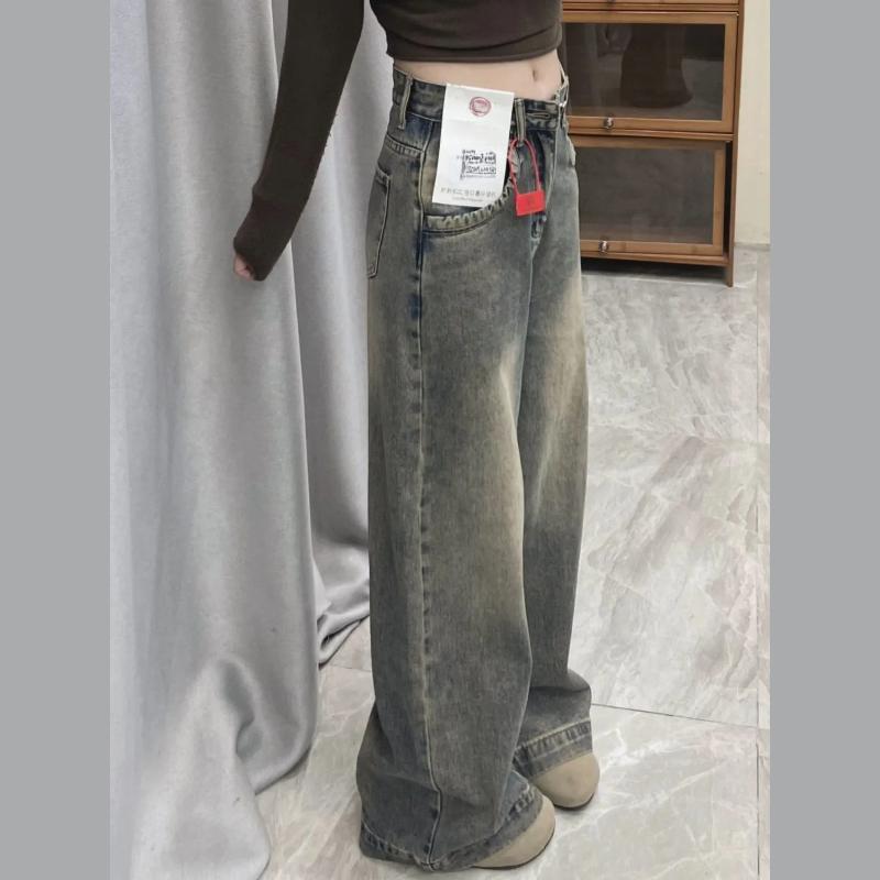 Jeans Women's High-waisted Straight Loose Wide-leg Trousers