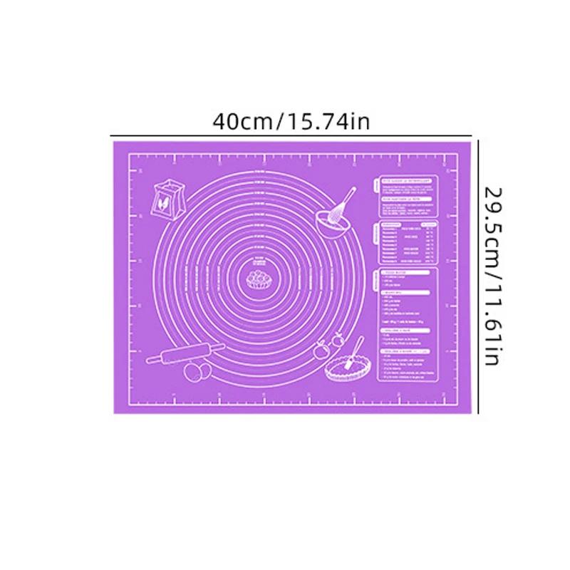 

Large Silicone Baking Mat Non Stick Dough Kneading Rolling Pizza Making with Measurement Guides Home Kitchen Pad Kitchen Tools