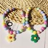 Color beaded pet necklace flower pendant cat dog jewelry decorative collar bell ins same cat