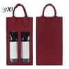 Thick Felt Wine Carrier Double Bag with Portable Handle Shockproof Heavy Duty Glass Bottle Packaging Reusable Champagne Beer Tote Handbag Gift Red