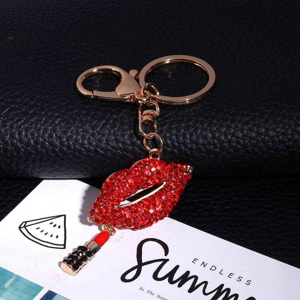 Sparkling Crystal Lip Keychain Sexy Lipsticking Lip Key Chain Lipstick Keychain Bag Pendant