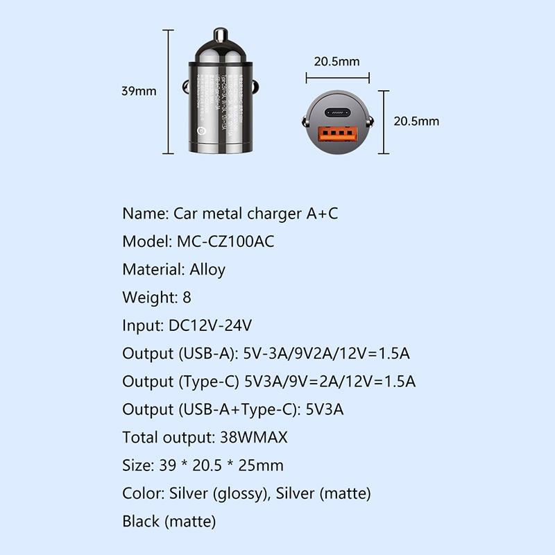 100W Autolaadija Kahe Pordiga Ülikiire Laadimise Adapter Kiirlaadimine Pd Qc 3.0 iPhone'ile Samsungile Xiaomile Huaweile Autoadapter