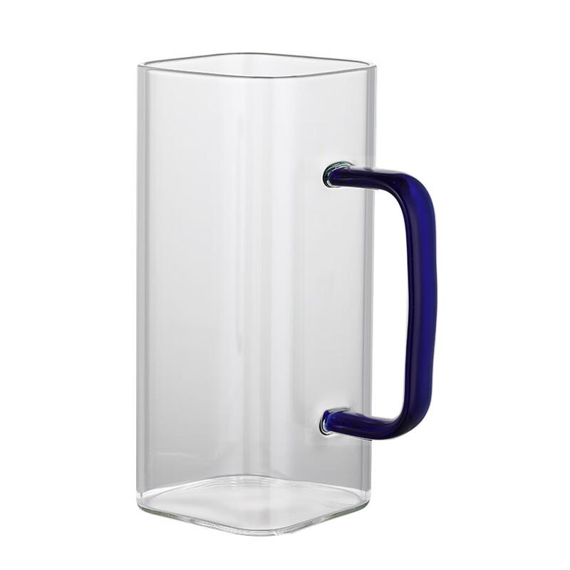 Shangqi Glass Square Mouth Cup with Colored Handle
