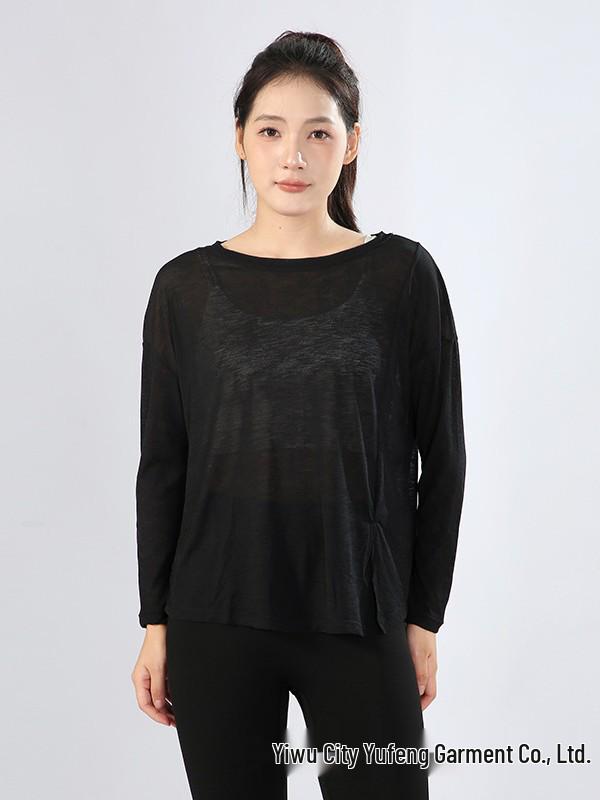 Dámské volné dlouhé triko na jógu - Lehké, prodyšné, zeštíhlující a s ochranou proti slunci