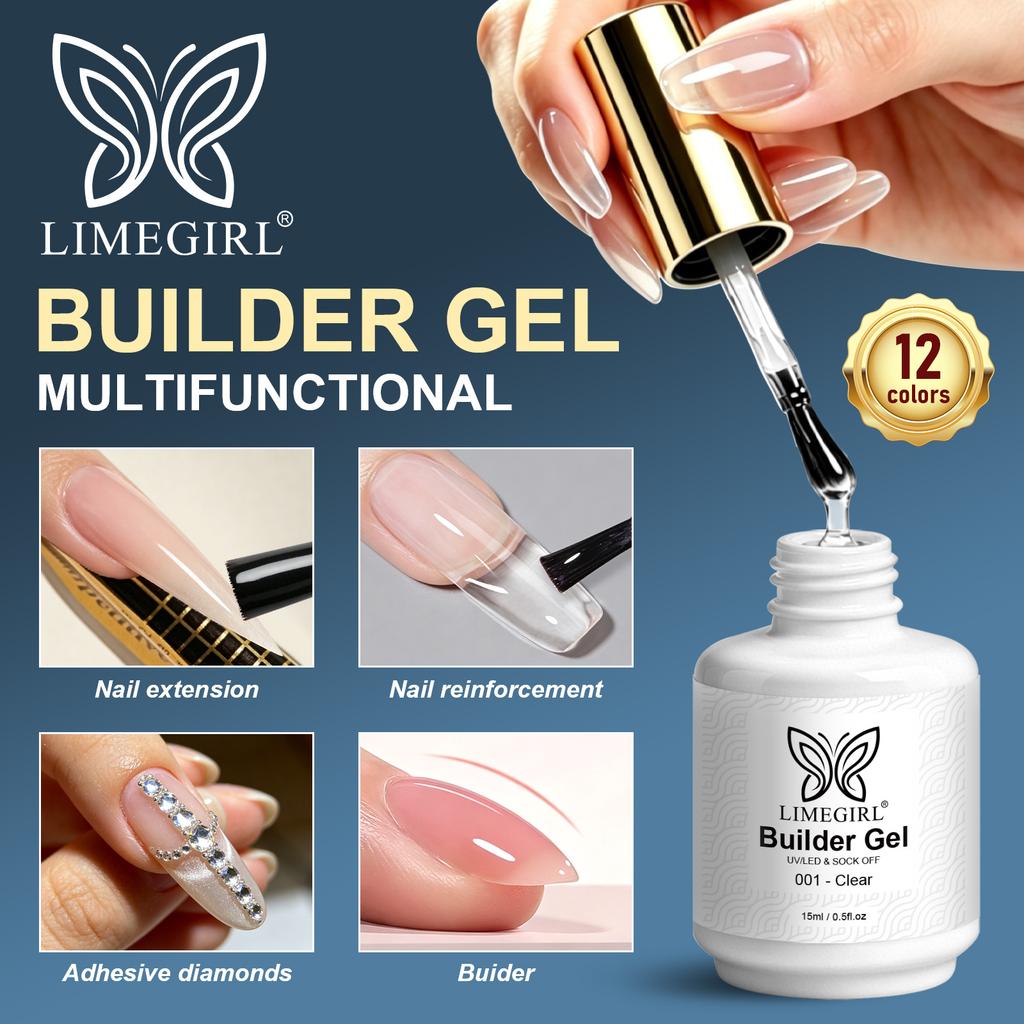 12 Barev Stavební Gel pro Prodloužení Nehtů, Rychlé Prodloužení Nehtů bez Tipek, Potřeby pro Nehtové Salony, Profesionální Gel na Nehty, Pevný a Odolný