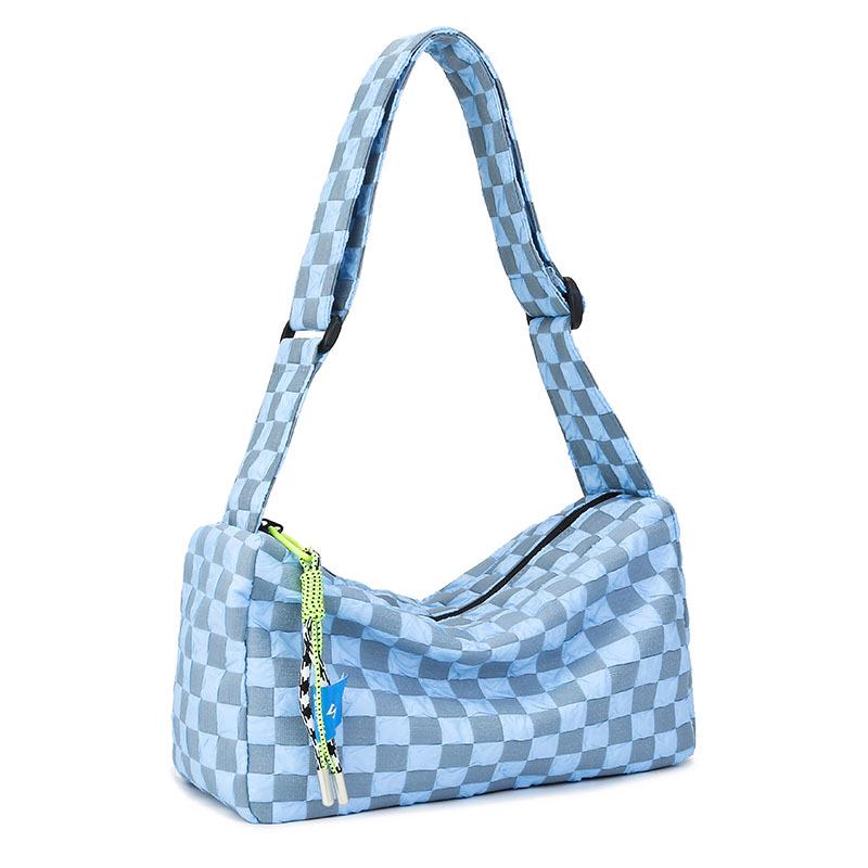 Plaid Large Capacity Crossbody Shoulder Bag with Wide Strap