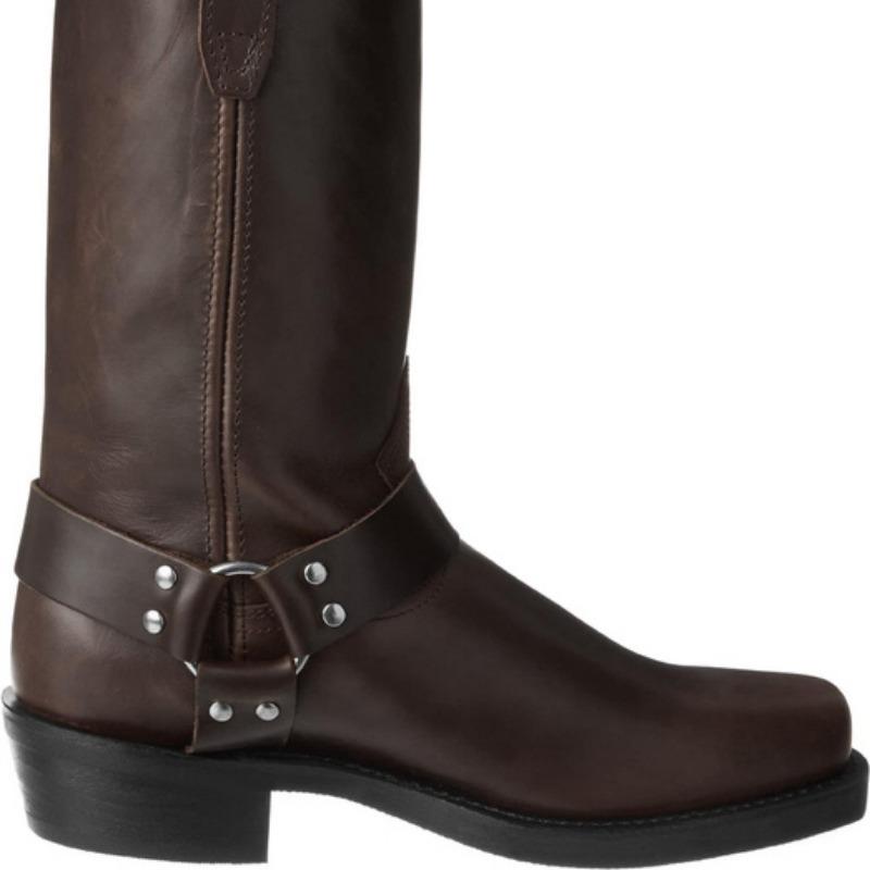 Pánské retro kovbojské kožené kozačky britského stylu kozačky s přezkou do půli lýtek Rytířské kozačky se čtvercovou špičkou Kotníkové kozačky na podpatek Venkovní jezdecké boty