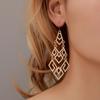 Women Diamond Hollowing Long Exaggeration Geometry Earrings
