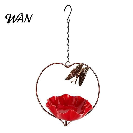 Heart-shaped Bird Feeder Outside Hummingbird Feeder, Weather-proof Metal Butterfly Bath, Bath Hanging Feeding Bowl for Outdoor Garden Patio Yard
