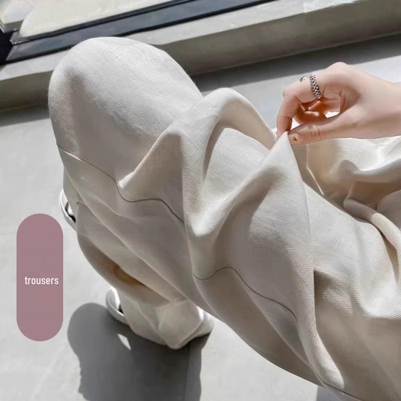 2024 Soft Breathable Wide-Leg Women's Summer Pants: High-End Sweat-Absorbent, Drapey Casual Straight-Leg Style