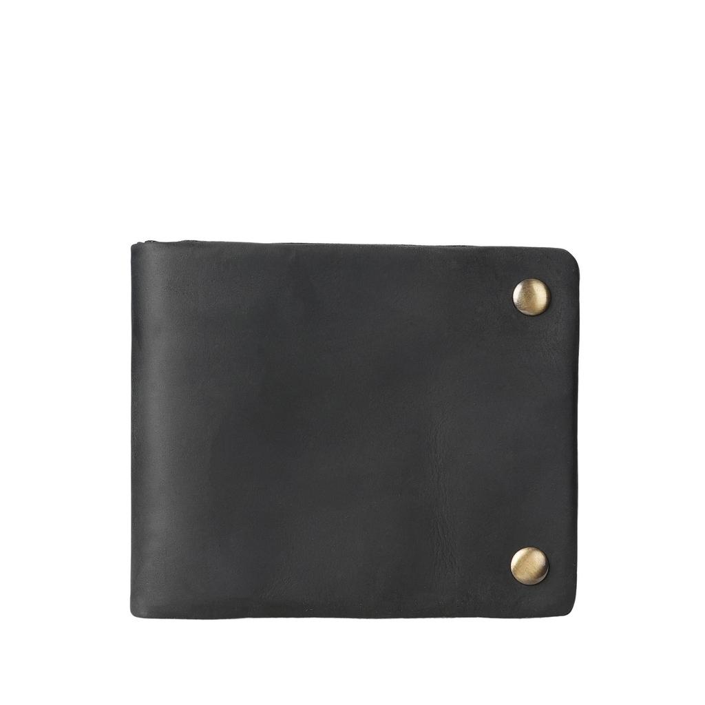 1147 Vintage Minimalist Crazy Horse Leather Wallet - Distressed Cowhide Zipper Design for Men & Women.
