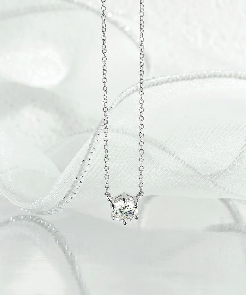 Dieuamour Pure Aura Moissanite Necklace 1 Carat 1 Stone Simulated Diamond 6-Prong