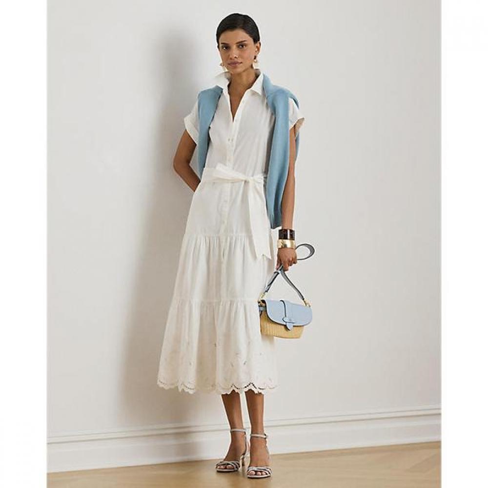 Lauren Ralph Lauren Tiered Shirtdress Ailet Broadcloth Wmlrdrssn820175100 0