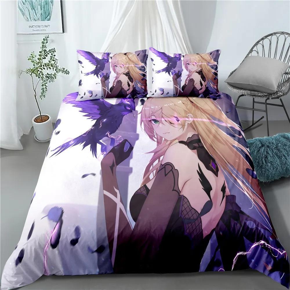 Genshin Impact Bedding Set Game Print Duvet Cover Quilt Soft Duvet Cover Sets Home Textile Queen King Size Girl Kids Room Decor