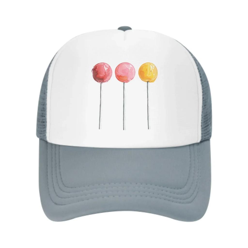 Drei Lolli Baseballkappen Mode Truckerhut Unisex Netzmützen für Damen Unisex Outdoor Freizeit Reisen Neutraler Sonnenschutz