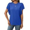 Summer Solid Color Round Neck Ruffle Sleeves Short Sleeved T-shirt Top
