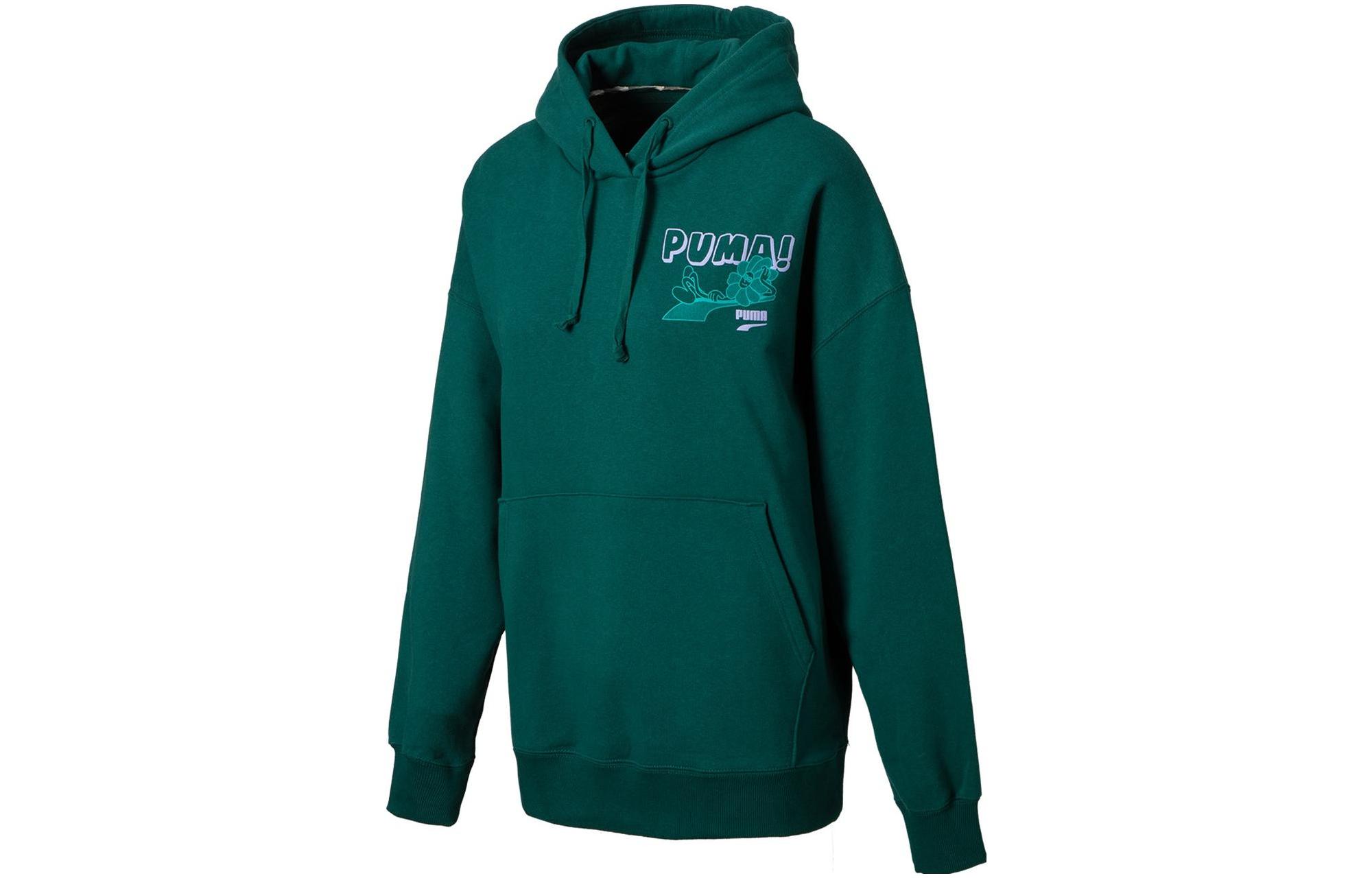 PUMA Downtown Sweatshirts Women s Green Hooded Moderate Regular 537652-24 M