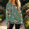 Women's Fashion Casual Christmas Print Pullover Long-Sleeve Hooded Sweatshirt