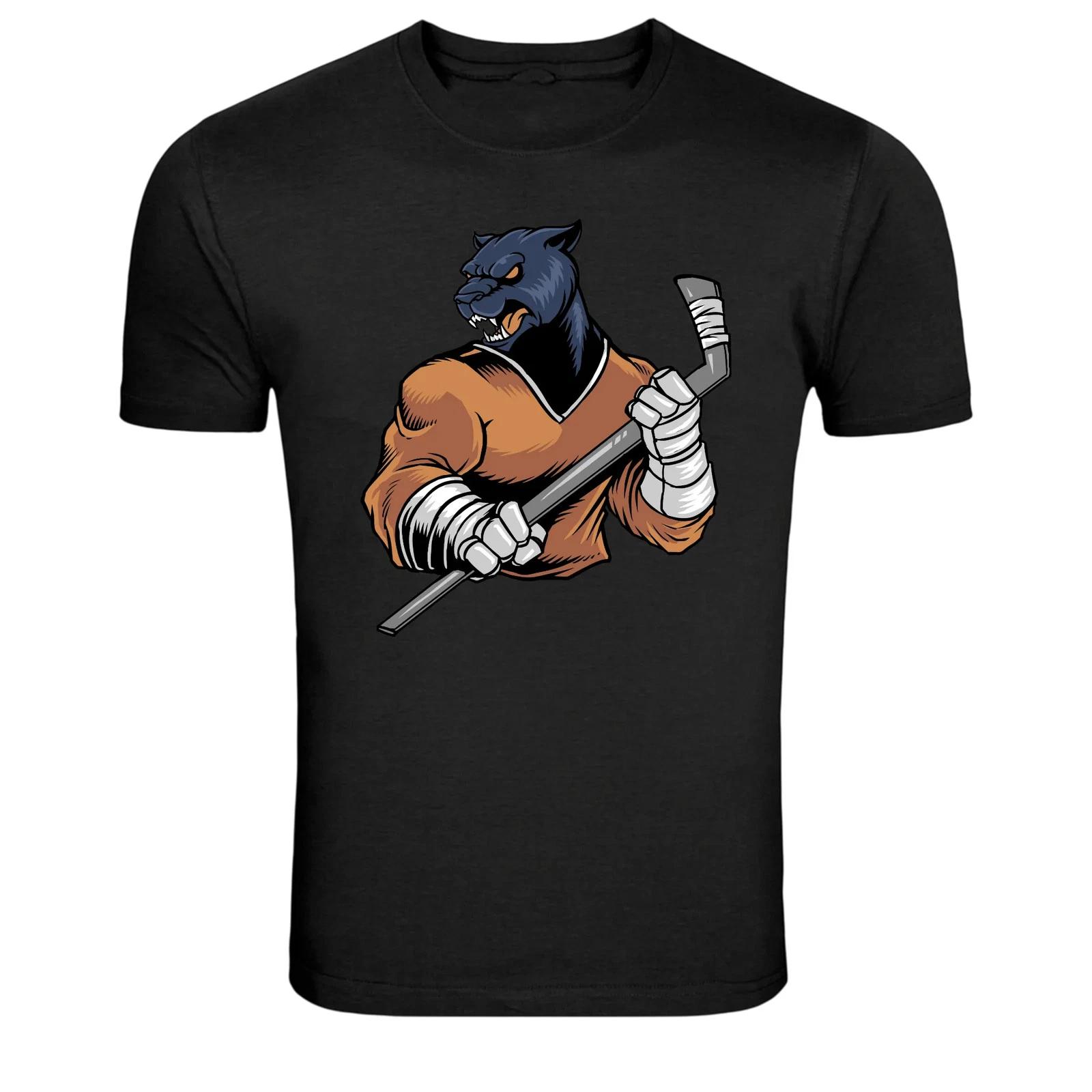 Panther Hockey Player Sports Mascot T-Shirt S
