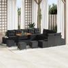 14-Piece Garden Sofa Set with Black Poly Rattan Acacia Cushions, 2-Seater Garden Sofa with Storage 3364799