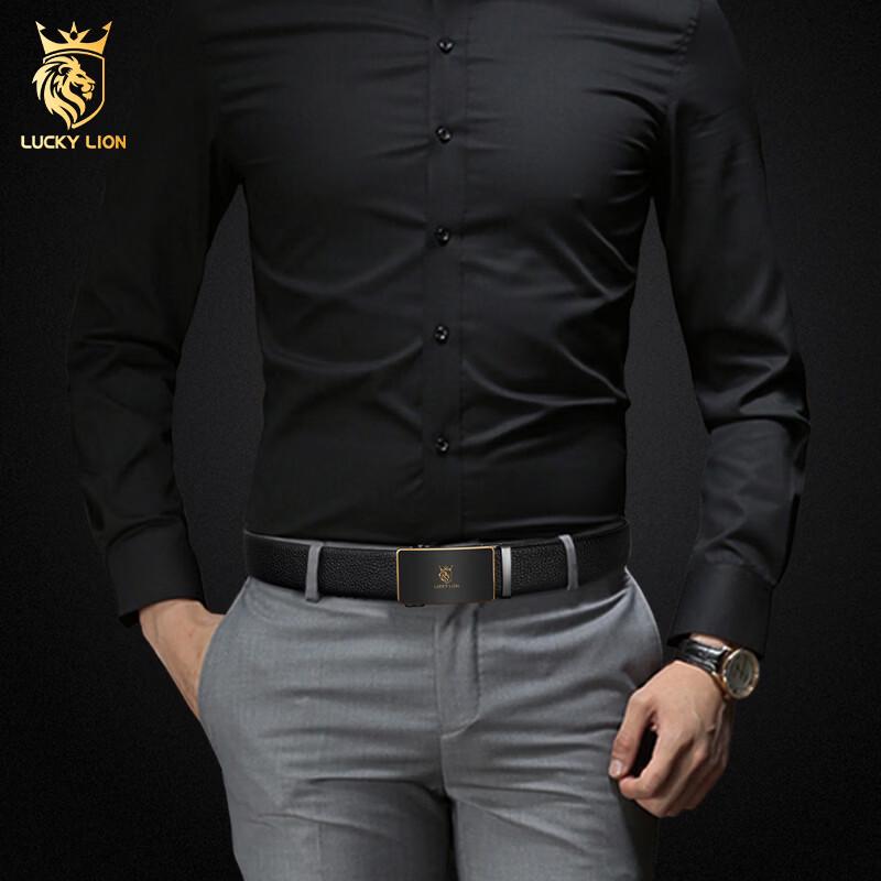 LUCKY LION Men's First-Layer Cowhide Automatic Buckle Belt