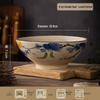 Large Chinese Retro Ceramic Ramen Bowl Set - Creative Home Tableware with Conical Hat Design