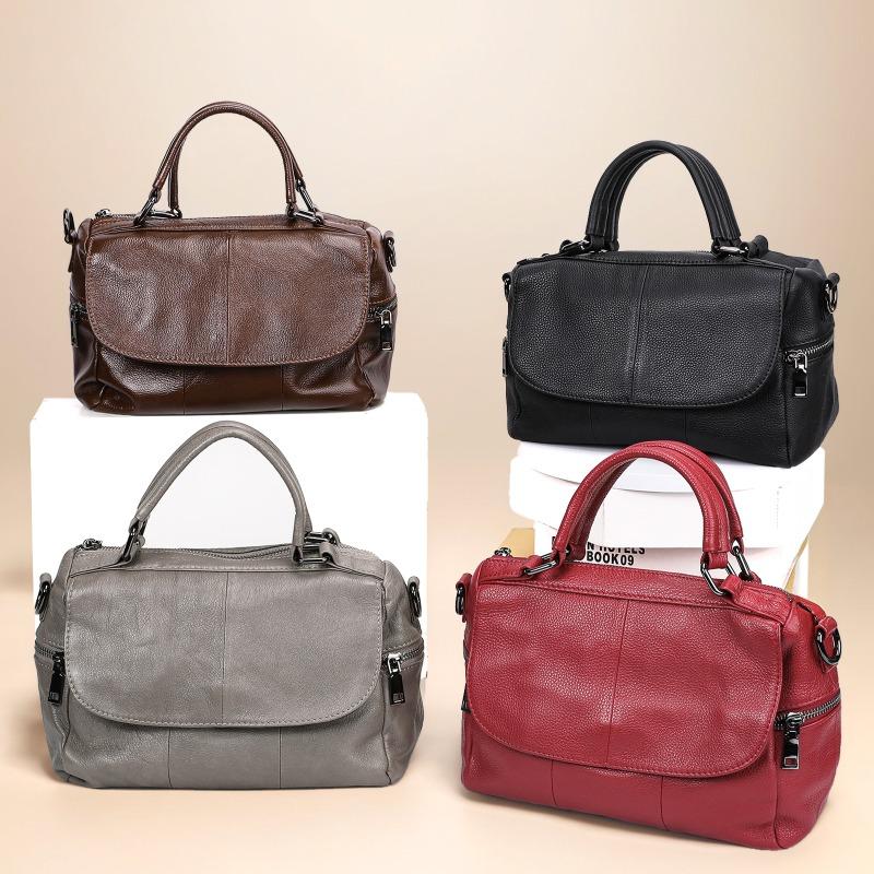 Genuine Leather Women's Bag Large-capacity Top-grain Cowhide Single-shoulder Crossbody Bag Casual Soft Leather Handbag
