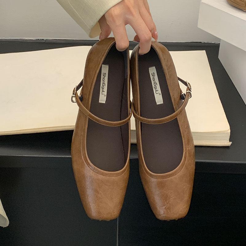 Fashion Fashion Buckle Strap Women Flats Mary Janes Shoes With Height Increasing Footwear Female Shallow Ladies Ballet Flats Shoes