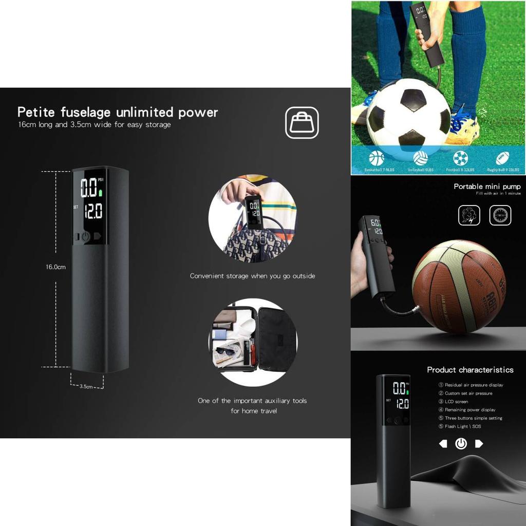 Compact And Lightweight Aluminum Alloy Mini Car Air Pump With Automatic Shutoff Function