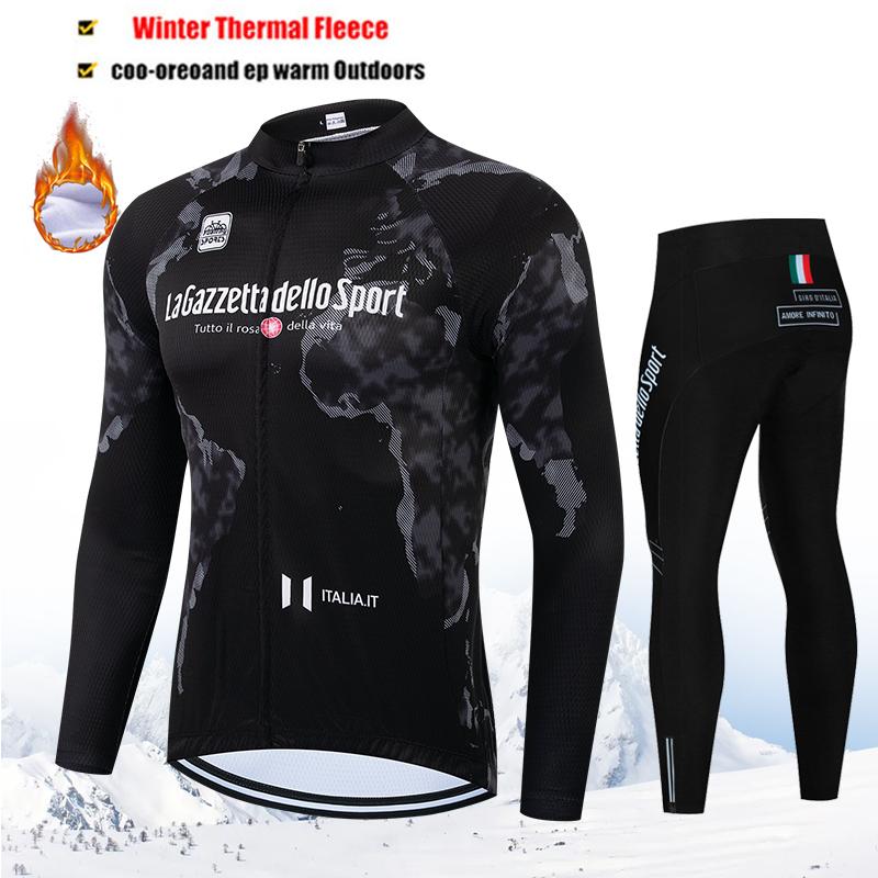 2026 Tour De Giro D'ITALIA Winter Thermal Fleece Cycling Jersey Set Long Sleeve Cycling Clothing MTB Bike Clothes Cycling Suit