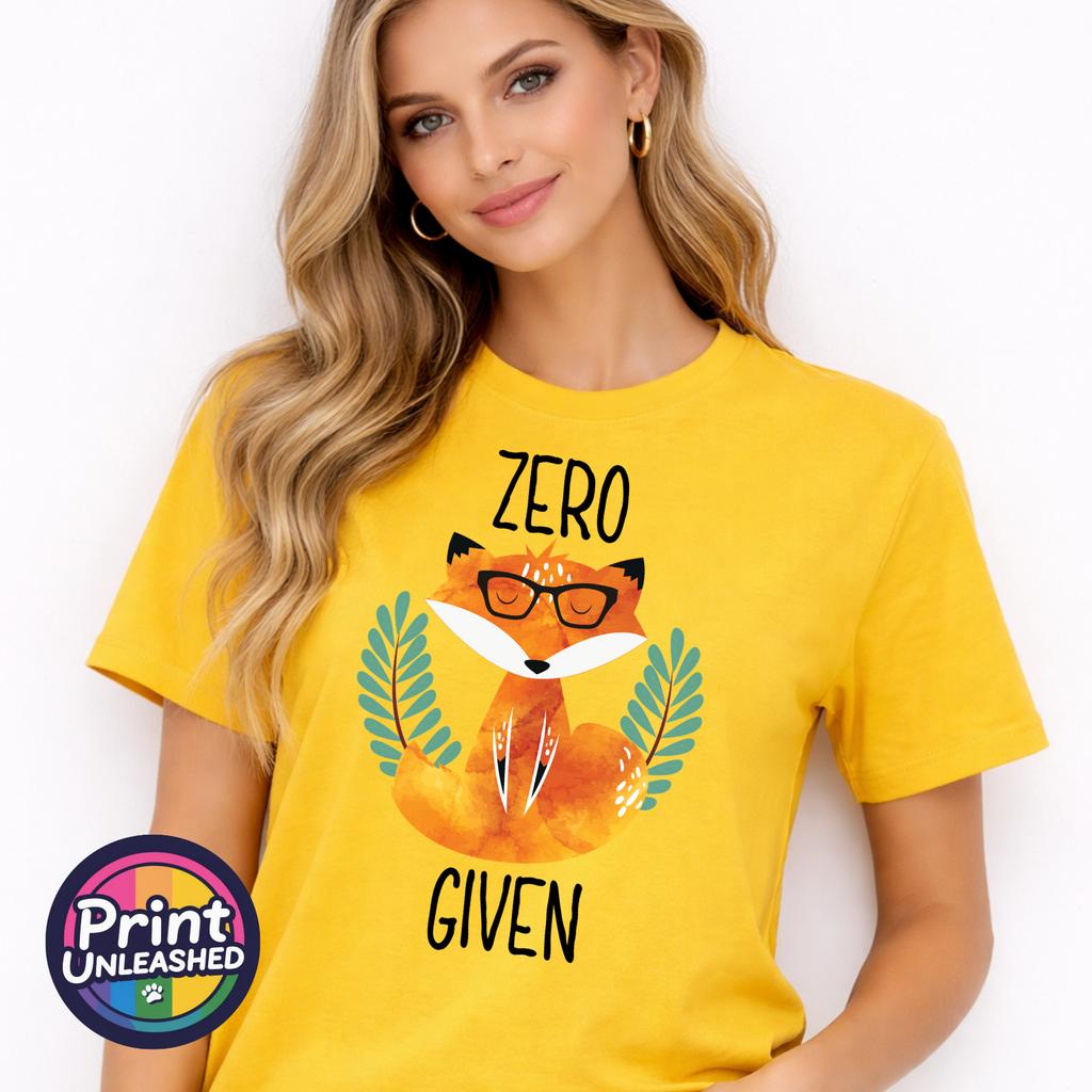 Zero Fox Given Grafik T-Shirt Lustiger Aufdruck Slogan T-Shirt Zen Fuchs Druck Lustiges Geschenk