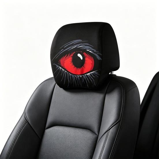 2 Pcs Red Demon Eye Headrest Covers Car Pillow Cases Washable Breathable Decor