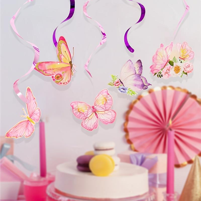 1Set Butterfly Spiral Pendant Pink Butterfly Theme Birthday Party Decor Baby Shower Wedding Party Supplies Hanging Banner
